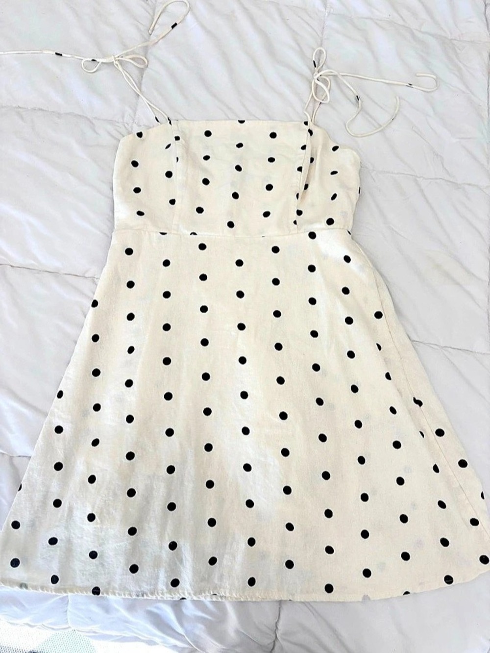 Old Navy Fit & Flare Tie-Strap Printed Mini Dress White & Black Medium